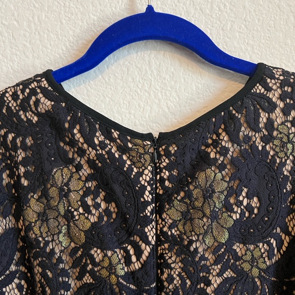 Maggy London Nadia Lace Midi Dress Black & Nude Size 14 - Picture 8 of 11